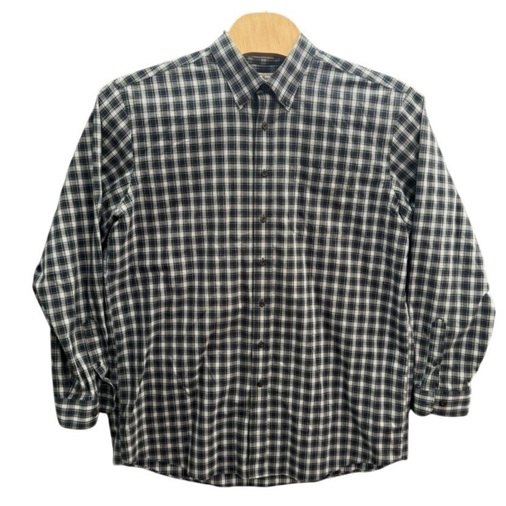 LL Bean Plaid Button Down Shirt Mens XL Tall Blue Green Cotton 218574